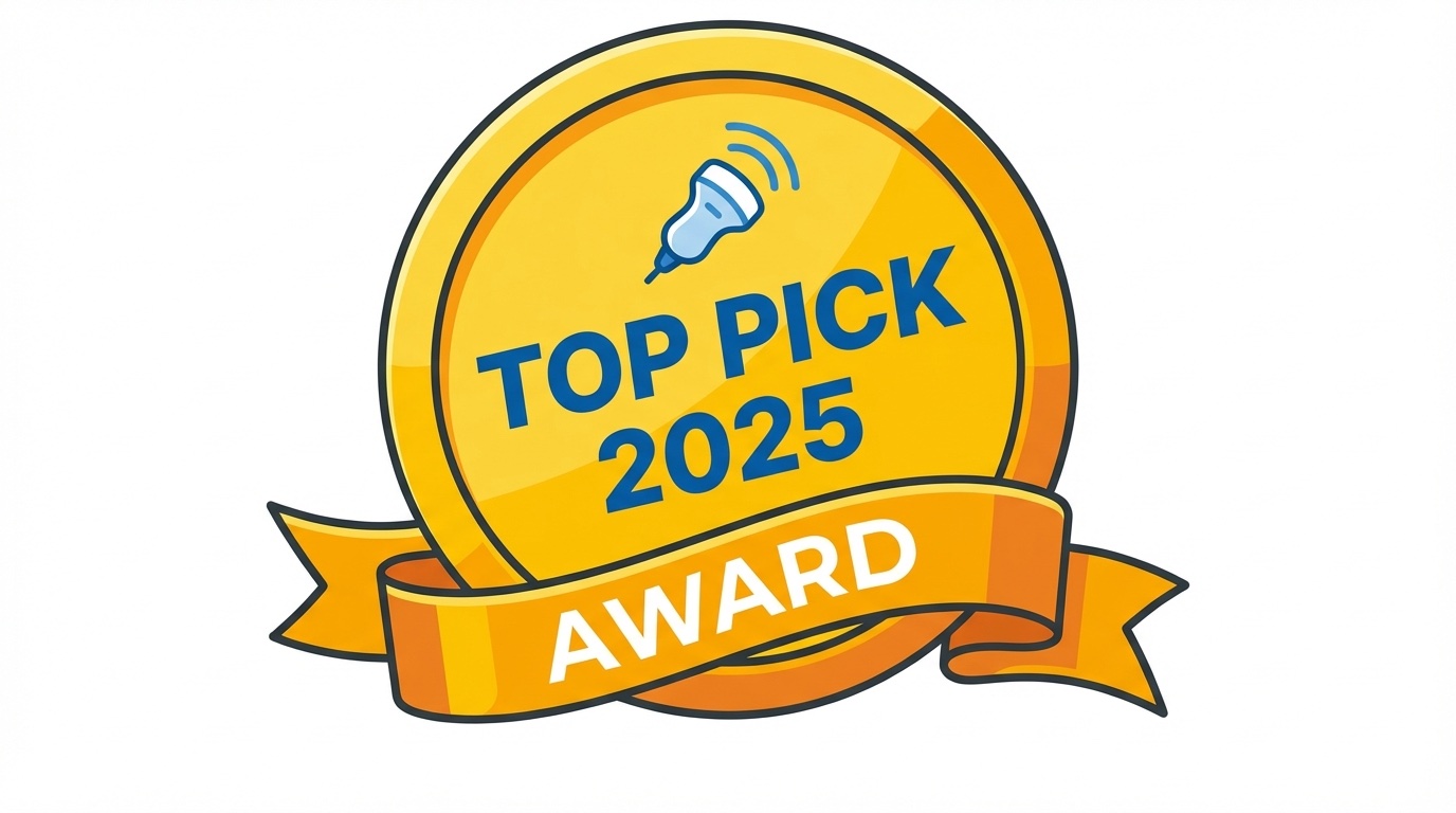 Gold award badge illustration with Top Pick 2026 text and a small ultrasound icon, ribbon banner style, clean vector illustration.