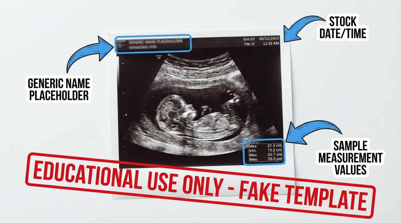 Example of a template-based fake ultrasound from an established provider with customization options